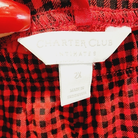 Charter Club intimates women's red  plaid plus size pajama pants 2X - Picture 7 of 8